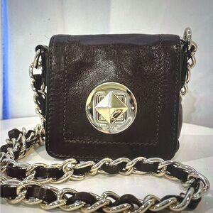 Kate Spade mini brown leather purse Crossbody handbag gold chain strap.